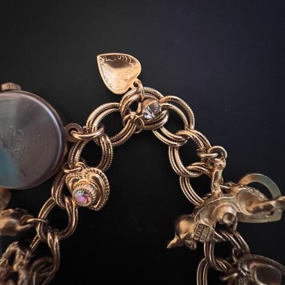 Vintage Kirks Folly Secret Of The Seven Angels Goldtone Charm Watch Bracelet SZ7 - Picture 11 of 16